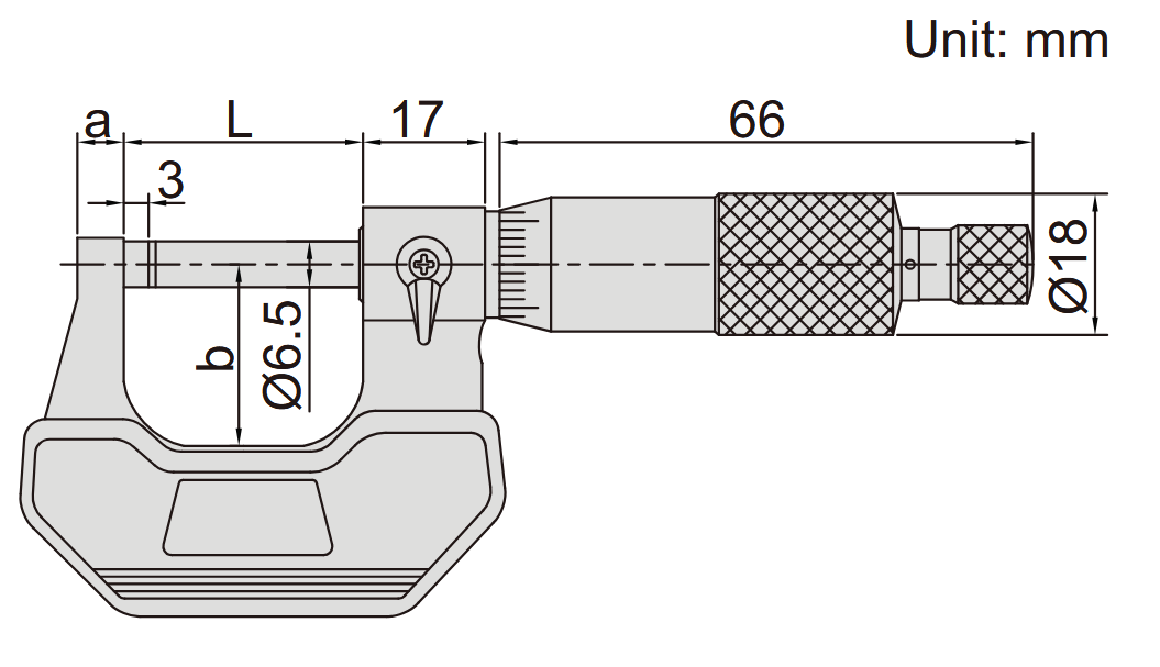 Mikrometr zewnętrzny MITUTOYO - wymiary