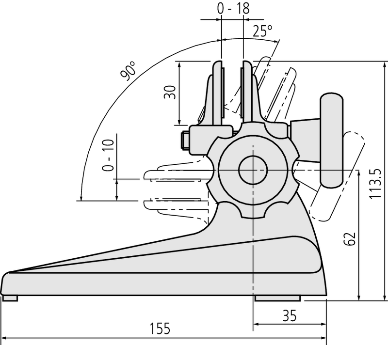 uchwyt pod mikrometr 156-101-10 mitutoyo - wymiary
