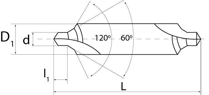 Nawiertak DIN333-A - rysunek techniczny