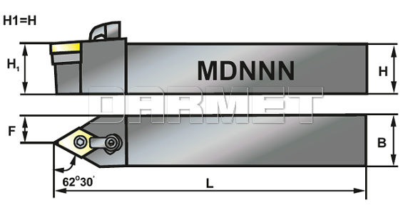 Nóż tokarski składany do toczenia zewnętrznego: MDNNN-2020-K11 - rysunek techniczny