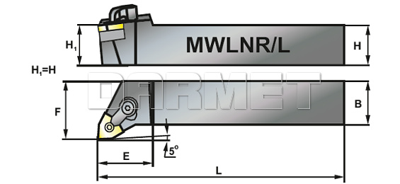 Nóż tokarski składany do toczenia zewnętrznego: MWLNR-2020-K06 - rysunek techniczny