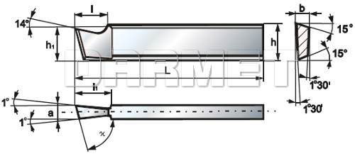 Nóż tokarski obcinak oprawkowy prawy ze stali szybkotnącej NNRm, wielkość 1203 x 2MM - PAFANA