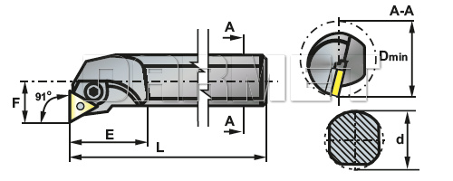 Nóż tokarski składany do toczenia wewnętrznego: S50V-PTFNR-22 - PAFANA