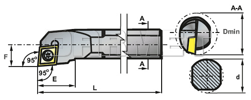 Nóż tokarski składany do toczenia wewnętrznego: S12M-SCLCL-09- PAFANA - rysunek techniczny