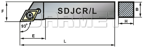 Nóż tokarski SDJCL2525-11P składany do toczenia zewnętrznego - rysunek techniczny