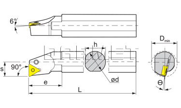 Nóż tokarski składany do toczenia wewnętrznego: PTFNR