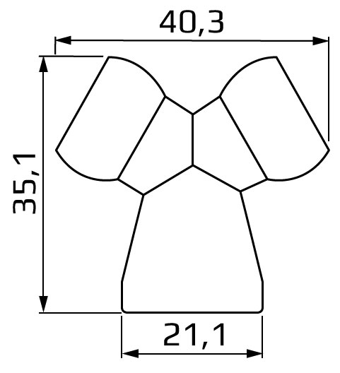 rozgałęziacz Y 3/8" na 2x3/8" - wymiary