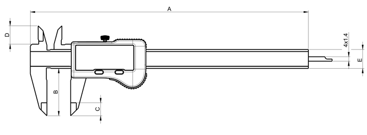 Suwmiarka elektroniczna sylvac S_Cal EVO BASIC - wymiary