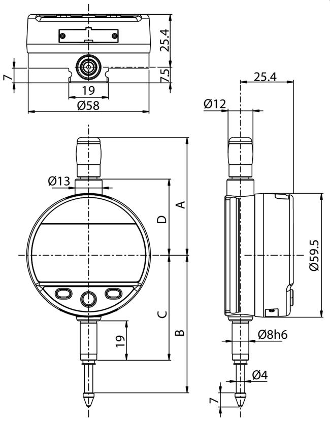 czujnik elektroniczny sylvac S Dial Work Advanced - wymiary