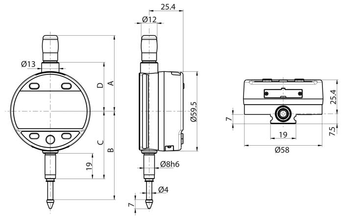 czujnik elektroniczny sylvac S Dial Work Analog - wymiary