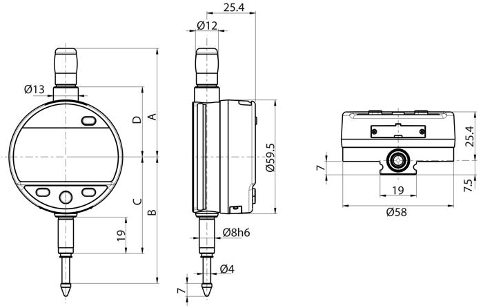 czujnik elektroniczny sylvac S Dial Work CBG - wymiary