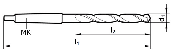 WIERTŁO NWKC HSS DIN 345 STOŻEK MORSE MK3 - wymiary