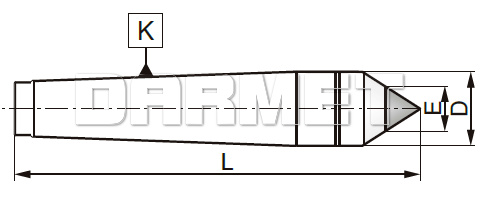 Kieł tokarski stały MK1 z końcówką z węglików spiekanych - Morse 3 - ZM KOLNO (Typ 8711)