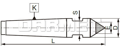 Kieł tokarski stały zewnętrzny z płaską pod klucz i końcówką z węglików spiekanych - Morse 4 - ZM KOLNO (Typ 8721)