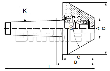 Kieł tokarski obrotowy do rur - Morse 3 - 100MM - ZM KOLNO (Typ 8825)