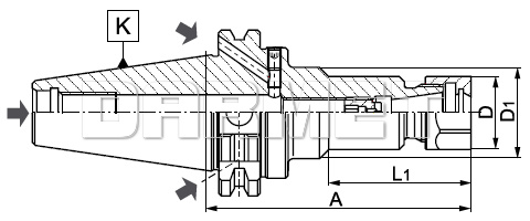 Oprawka zaciskowa do tulejek ER16 - DIN50 - 100MM - ZM KOLNO (Typ 7617-S)