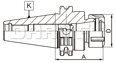 Oprawka zaciskowa (7617) do tulejek ER16, DIN - rysunek techniczny.