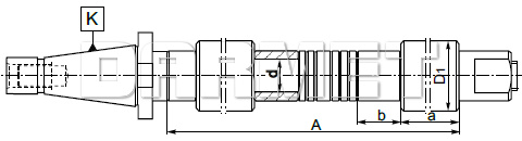 Trzpień frezarski długi - Typ 7184 - rysunek techniczny.