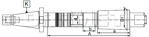 Trzpień frezarski długi - Typ 7186 - rysunek techniczny.