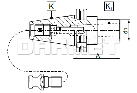 Tuleja redukcyjna DIN40 - MS2 - 60MM z gwintem - ZM KOLNO (Typ 1682)