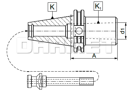 Tuleja redukcyjna DIN50 - MS5 - 75MM z gwintem - ZM KOLNO (Typ 1682)