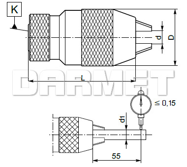 Uchwyt wiertarski standardowy typ 5134 EKO - wymiary